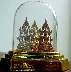 Buddhist reliquary, gilded metal and plastic